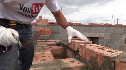 Falazott kémény téglából kezük rajzok fotók és ábrák, videó