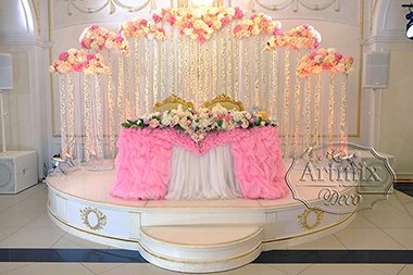 Композиція у весільному оформленні з гортензії і троянд - Артмікс декор