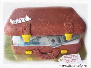 Iubit - o valiză cu bani, decorați prăjiturile