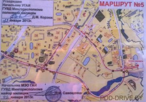 Traseu gai pentru a trece examenul în Minsk, pdd drive