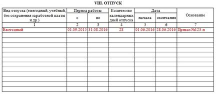 Eșantion de card personal al angajatului (formularul T-2) 2017, formularul de descărcare