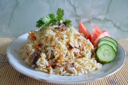 Sovány hal pilaf - hogyan kell főzni rizottó hal konzerv, lépésről lépésre recept fotók