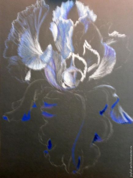 Desen iris albastru cu pastel de ulei - târg de maeștri - manual, manual
