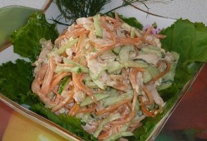 Салат з копченої курячої грудкою рецепти приготування з фото