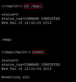 Visszaállítása LE ilo interfésszel ssh - 14 byte