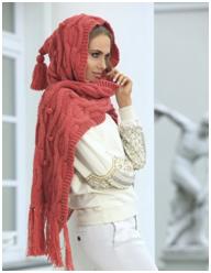 Scarf hood cu ace de tricotat cu descriere detaliată și model de tricotat