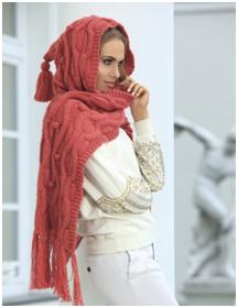 Scarf hood cu ace de tricotat cu descriere detaliată și model de tricotat