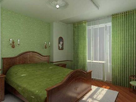 Dormitor în culori verzi - fotografie de interior și de design