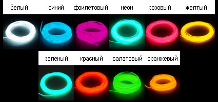 Светопровод - гнучкий неоновий світиться шнур від 1 до 5 мм