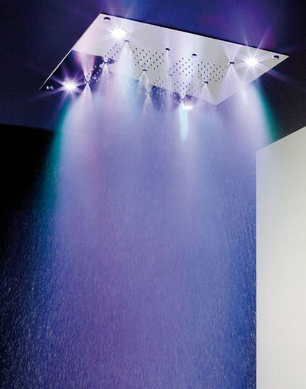Alege un duș cu iluminare cu apă - idei de fotografie