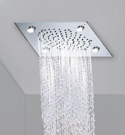 Alege un duș cu iluminare cu apă - idei de fotografie
