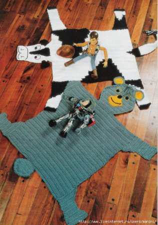 Covoare tricotate pentru vacă și urs pentru copii