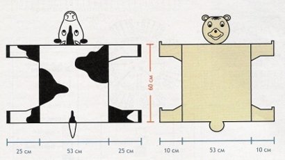 В'язані килимки для дитячої корова і ведмідь