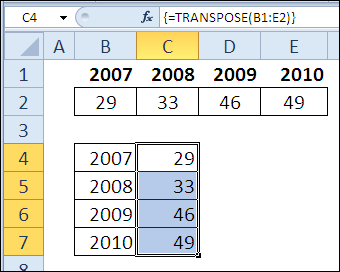30 Функцій excel за 30 днів трансп (transpose)