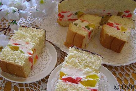 Бісквітний торт з сметанно-желейної прошарком, мої улюблені рецепти