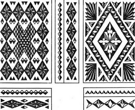 Geometrice schițe de sculptură în lemn, desene și ornamente