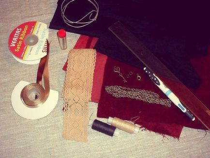 Fabricarea unei catifea cu dantelă, lanțuri, o cheie și un arc - târg de maeștri - mână,