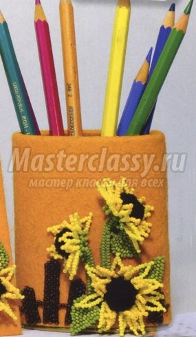Creion și rama foto din pâslă și margele