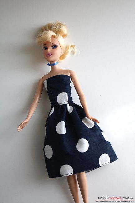 Maestru de clasă cum să coase o rochie originală pentru puncte polka pentru o papusa barbie pe un model