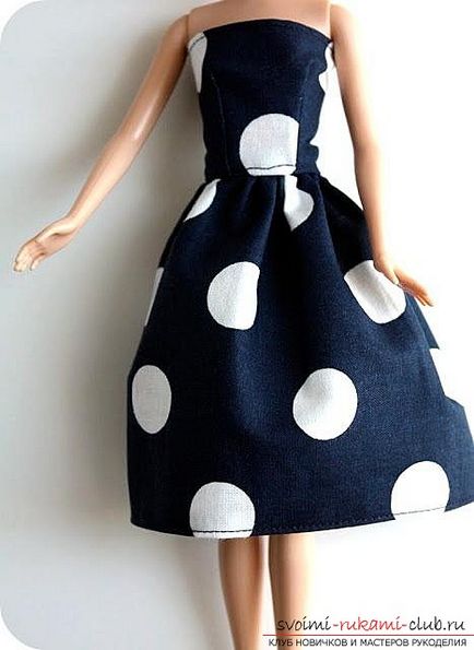 Maestru de clasă cum să coase o rochie originală pentru puncte polka pentru o papusa barbie pe un model