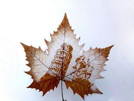 Неймовірне мистецтво - картини на листі дерев 1