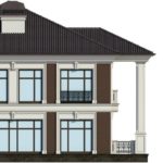 Оформлення фасаду з квадратними вікнами в будинку