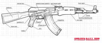 Arma de lemn cu desene de mână cu desene de arme