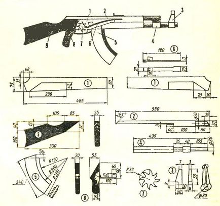 Arma de lemn cu desene de mâini proprii