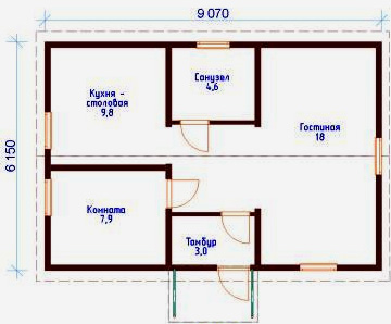 Amenajarea și desenele unei case de lemn de o înălțime și două etaje 6x6, 6x8, 6x9