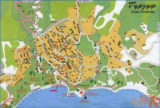 Harta detaliată a orașului Gurzuf, Crimeea