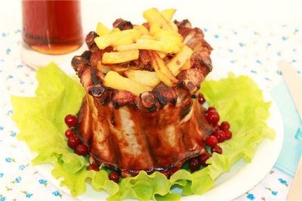 Festive Crown of Ribs de porc Rețetă cu fotografii