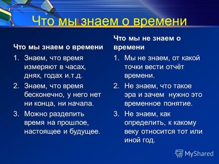 Prezentarea pe tema modului în care oamenii consideră timpul