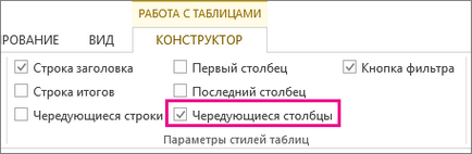 Застосування кольору до чергується рядків або стовпців