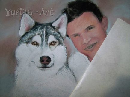 Desenați un portret pastel uscat al actorului Taylor Lottner cu un câine - târg de maeștri - manual,