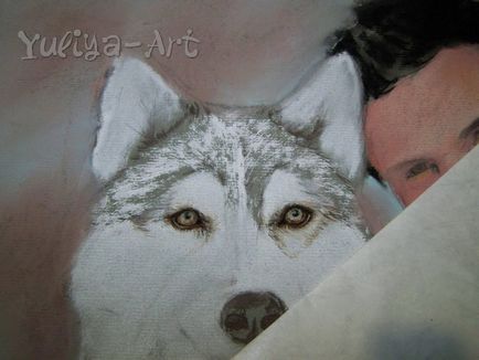 Desenați un portret pastel uscat al actorului Taylor Lottner cu un câine - târg de maeștri - manual,