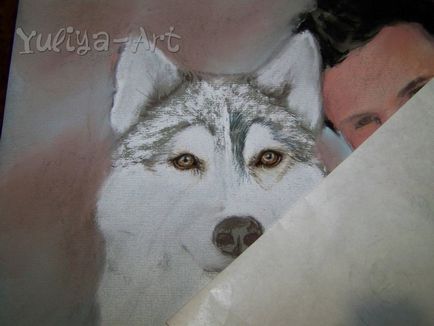 Desenați un portret pastel uscat al actorului Taylor Lottner cu un câine - târg de maeștri - manual,