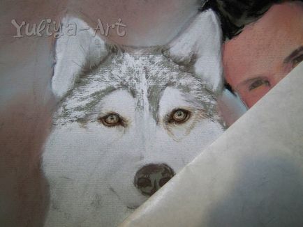 Desenați un portret pastel uscat al actorului Taylor Lottner cu un câine - târg de maeștri - manual,