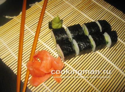 Roll uborkával és wasabi (kappa maki) - főzés a férfiak
