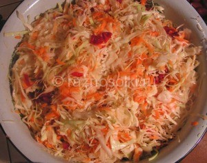 Coleslaw a paprika a téli (sózás) Káposztasaláta paprika a téli