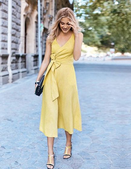 З чим носити і поєднувати яскраве жовта сукня