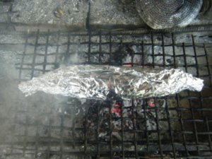 Pike se coace pe cărbune