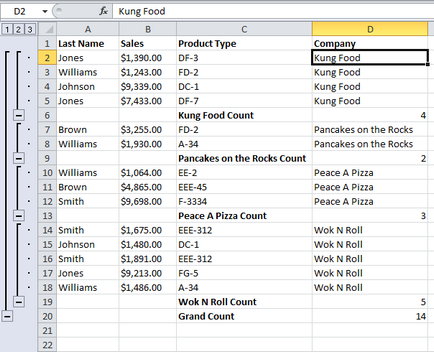 300 Exemple de structurare a datelor Excel