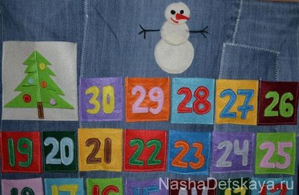 Advent calendar în sine cu blugi vechi și simțit, copiii noștri