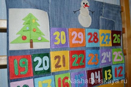 Advent calendar în sine cu blugi vechi și simțit, copiii noștri