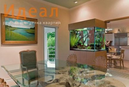 Acvariu în interior, cum să plasați un acvariu într-un apartament, un exemplu de proiect de design cu un acvariu