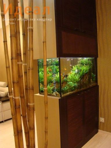 Акваріум в інтер'єрі, як розмістити акваріум в квартирі, приклад дизайн проекту з акваріумом