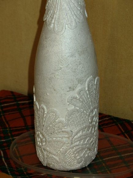 Декор пляшки мереживом під старовину, oblacco