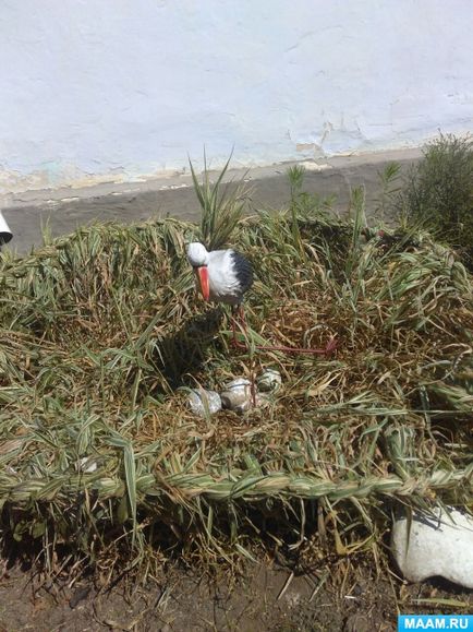 Щъркелово гнездо с ръцете си в раздела за детска градина