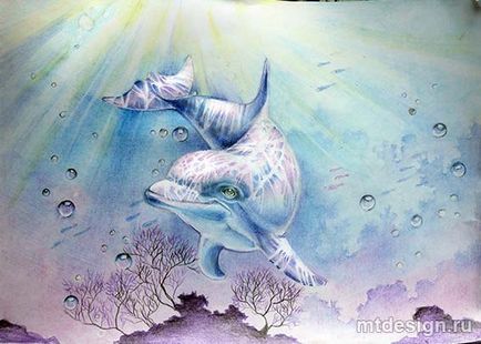 Як намалювати дельфіна аквареллю