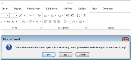 Cum să vă asigurați că acest cuvânt îi solicită utilizatorilor să deschidă un document în modul read-only